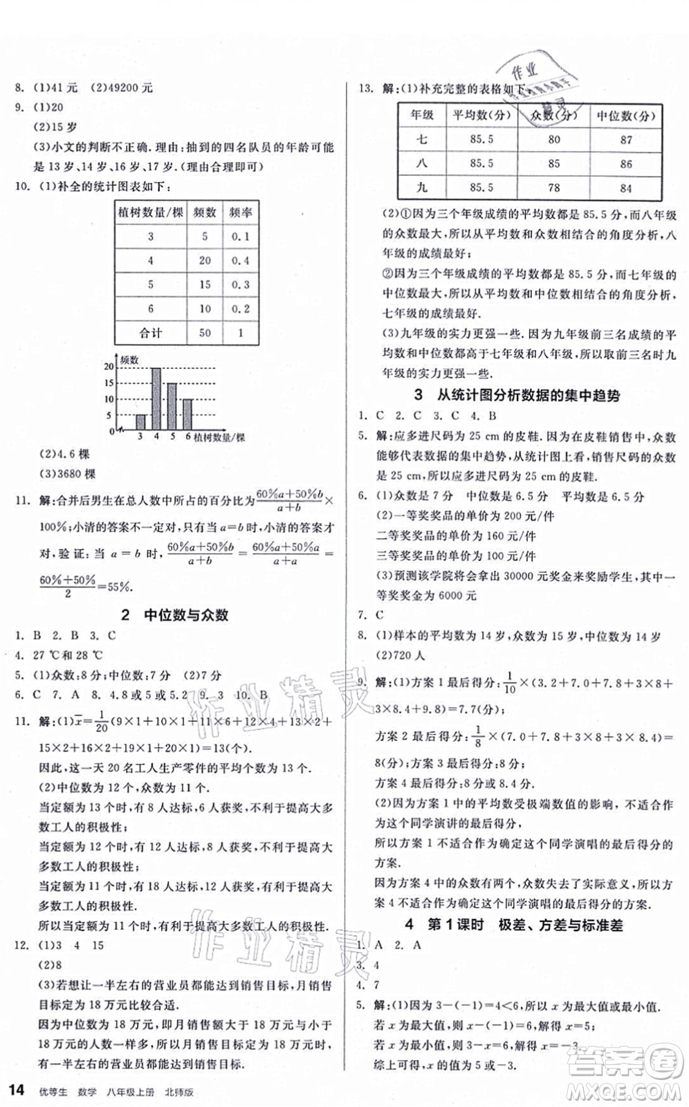 陽(yáng)光出版社2021練就優(yōu)等生八年級(jí)數(shù)學(xué)上冊(cè)BS北師版答案