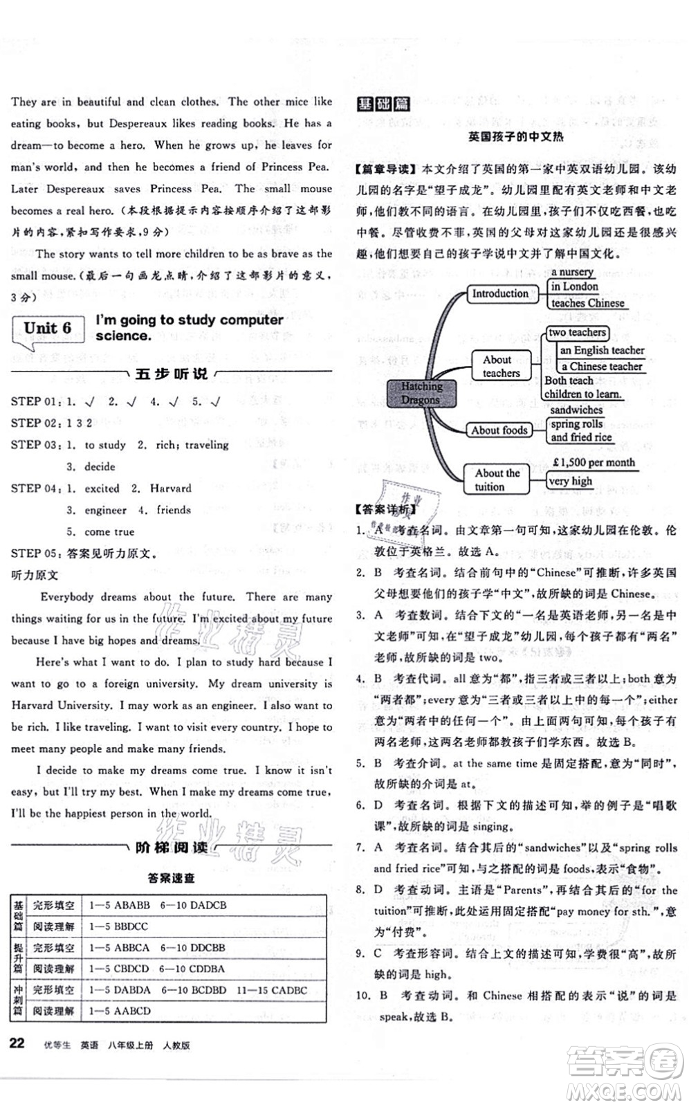 陽(yáng)光出版社2021練就優(yōu)等生八年級(jí)英語(yǔ)上冊(cè)RJ人教版答案