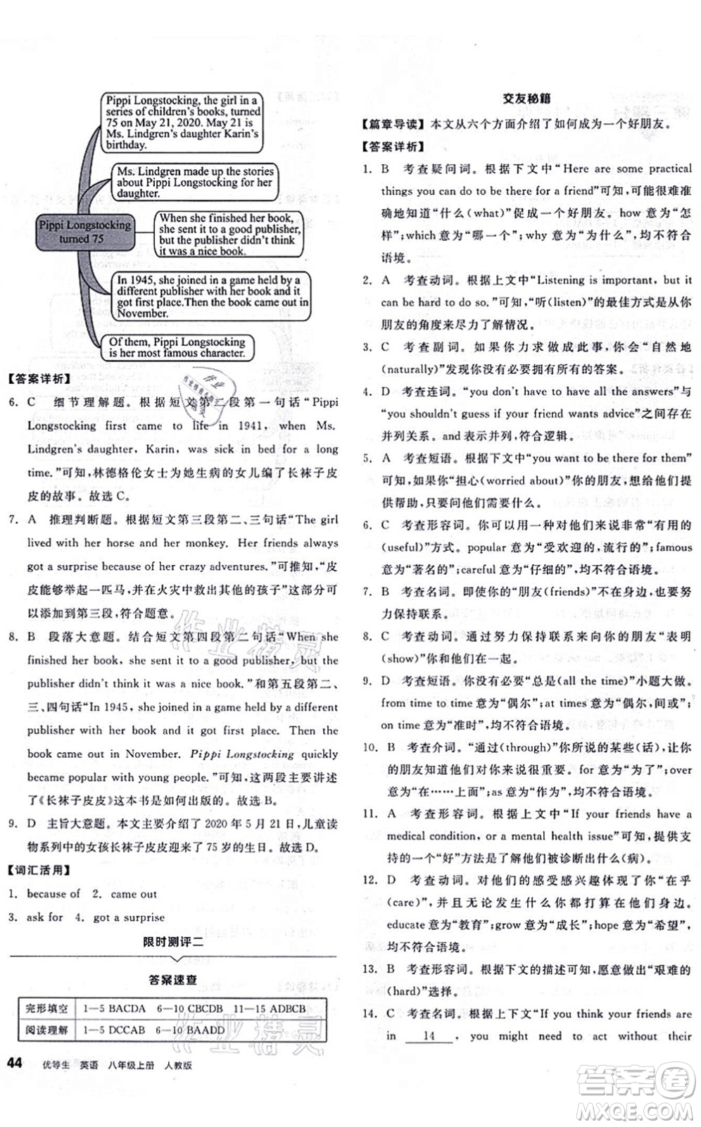 陽(yáng)光出版社2021練就優(yōu)等生八年級(jí)英語(yǔ)上冊(cè)RJ人教版答案