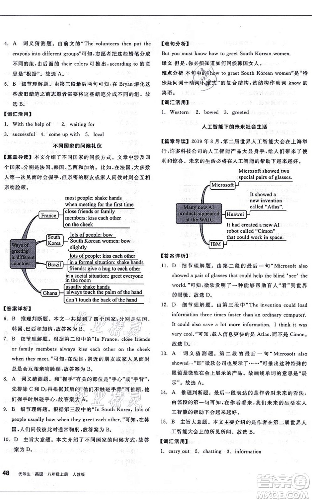 陽(yáng)光出版社2021練就優(yōu)等生八年級(jí)英語(yǔ)上冊(cè)RJ人教版答案