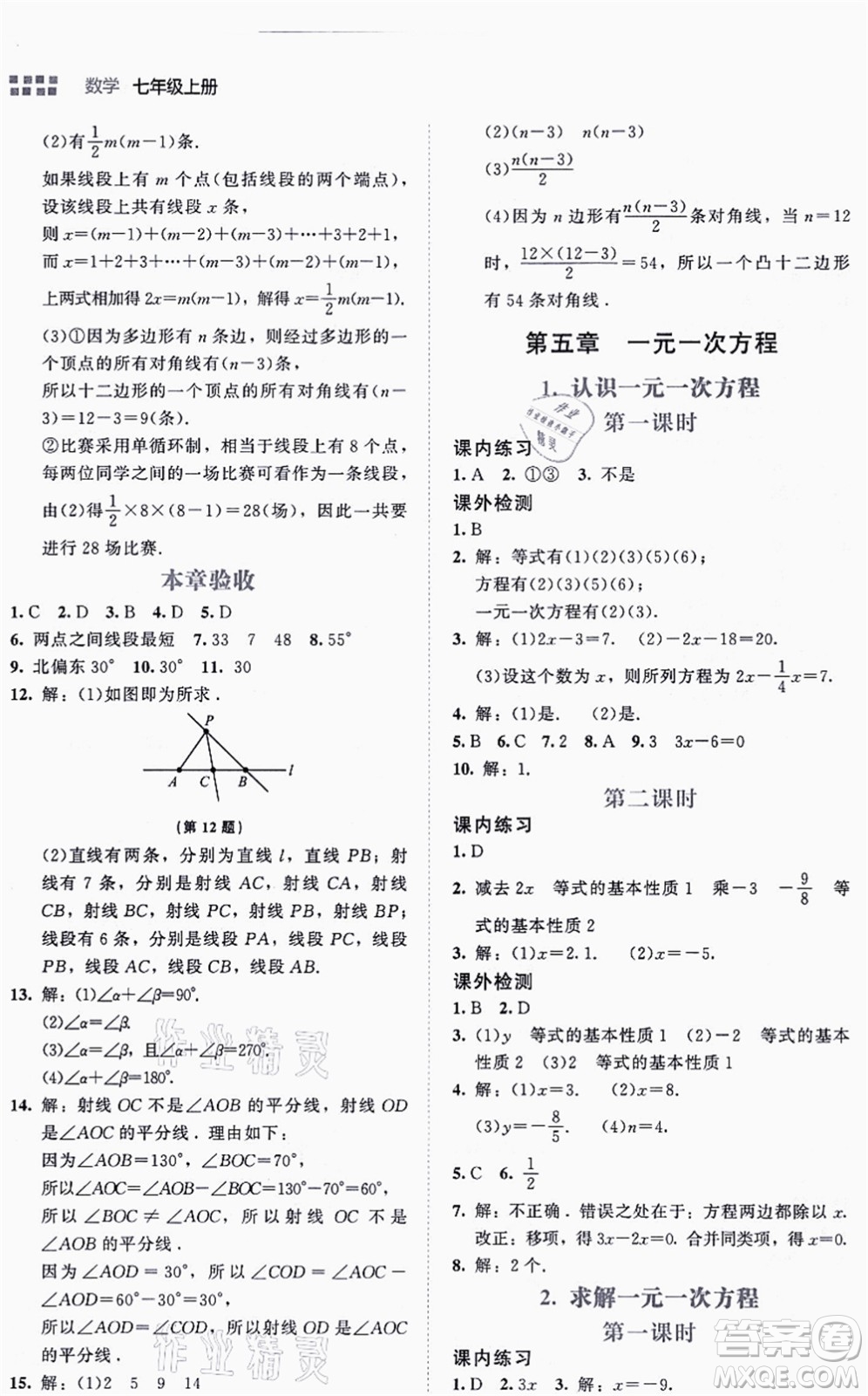 北京師范大學出版社2021伴你學七年級數(shù)學上冊北師大版答案