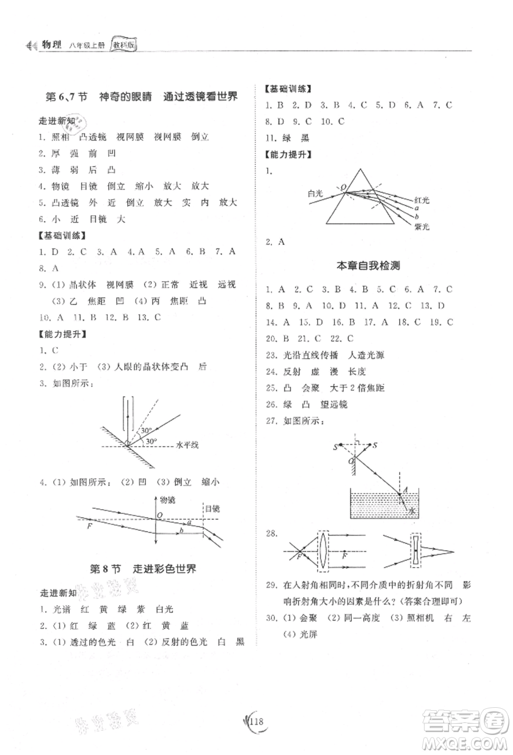 山東科學(xué)技術(shù)出版社2021初中同步練習(xí)冊(cè)八年級(jí)物理上冊(cè)教科版參考答案