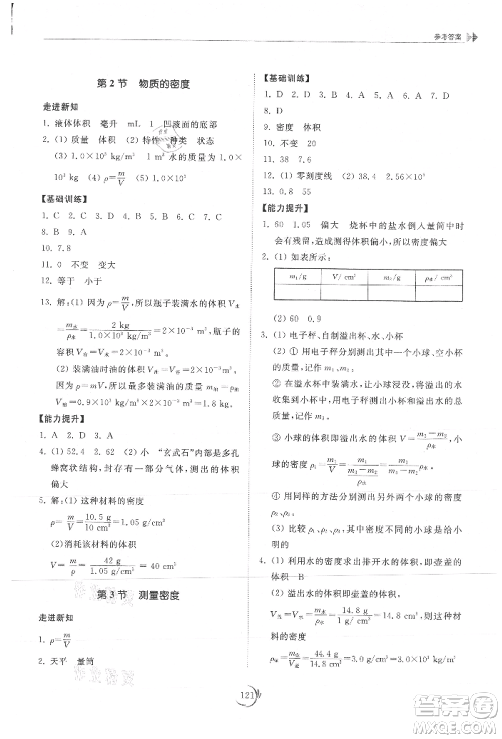 山東科學(xué)技術(shù)出版社2021初中同步練習(xí)冊(cè)八年級(jí)物理上冊(cè)教科版參考答案