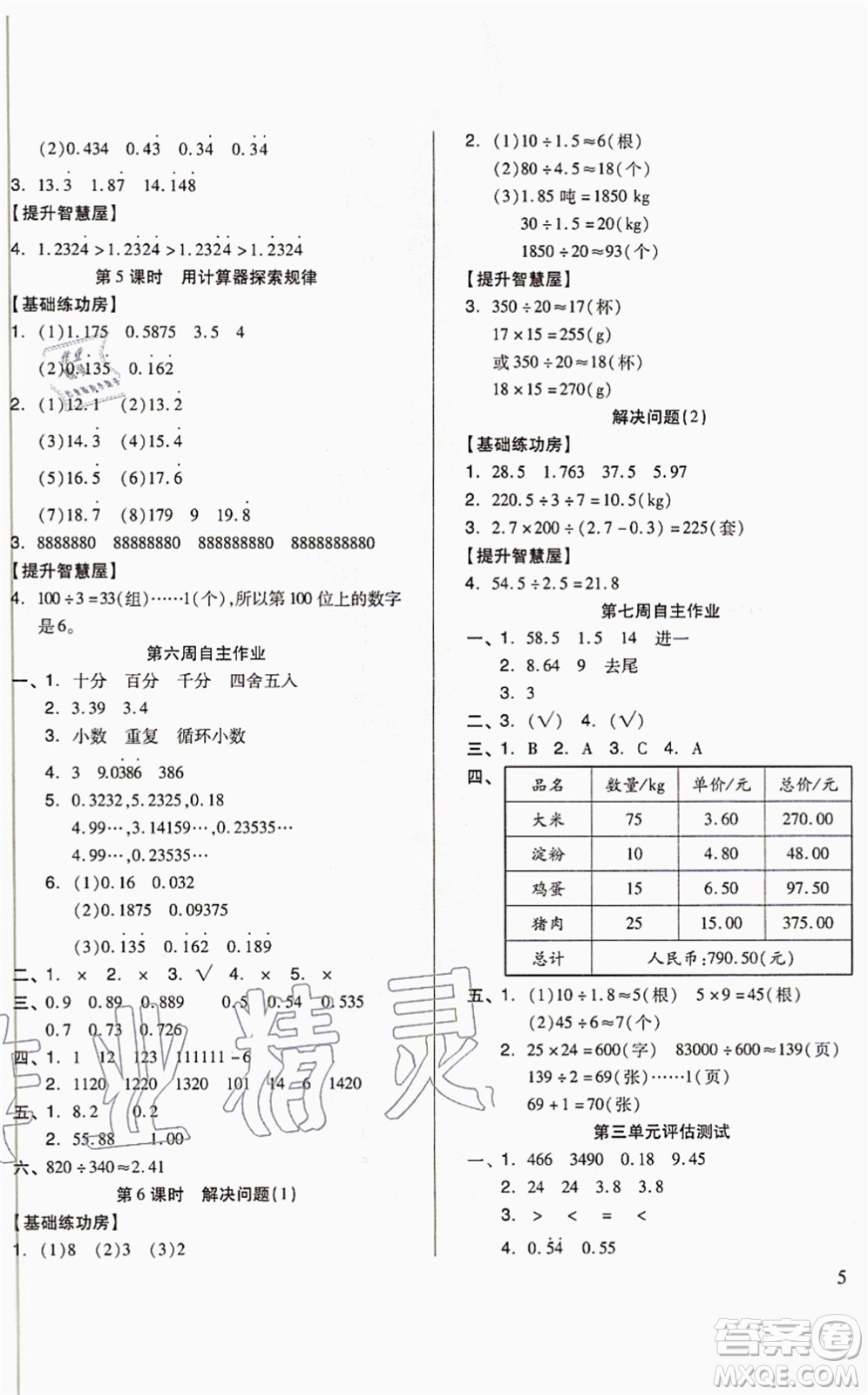 山東科學(xué)技術(shù)出版社2021新思維伴你學(xué)配單元達(dá)標(biāo)測試卷五年級(jí)數(shù)學(xué)上冊(cè)人教版答案