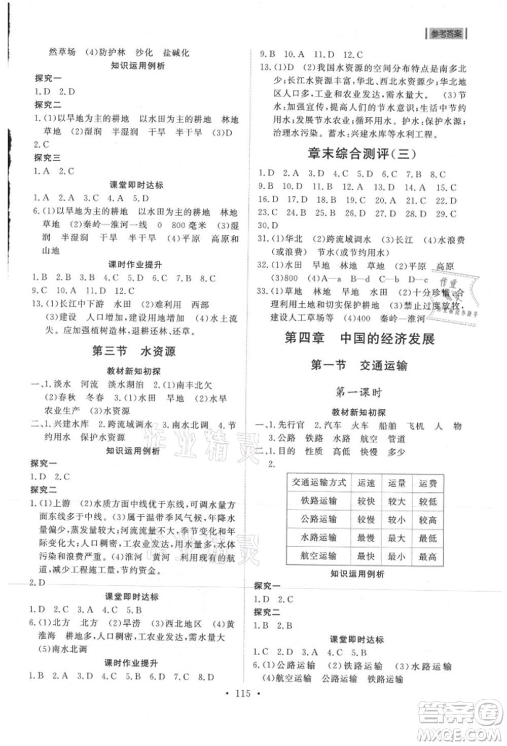 山東人民出版社2021初中同步練習(xí)冊五四制七年級地理上冊魯教版參考答案