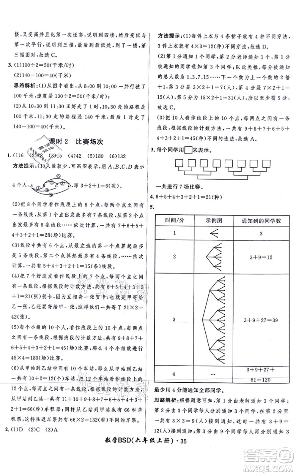 吉林教育出版社2021黃岡360度定制課時六年級數(shù)學(xué)上冊BSD北師大版答案