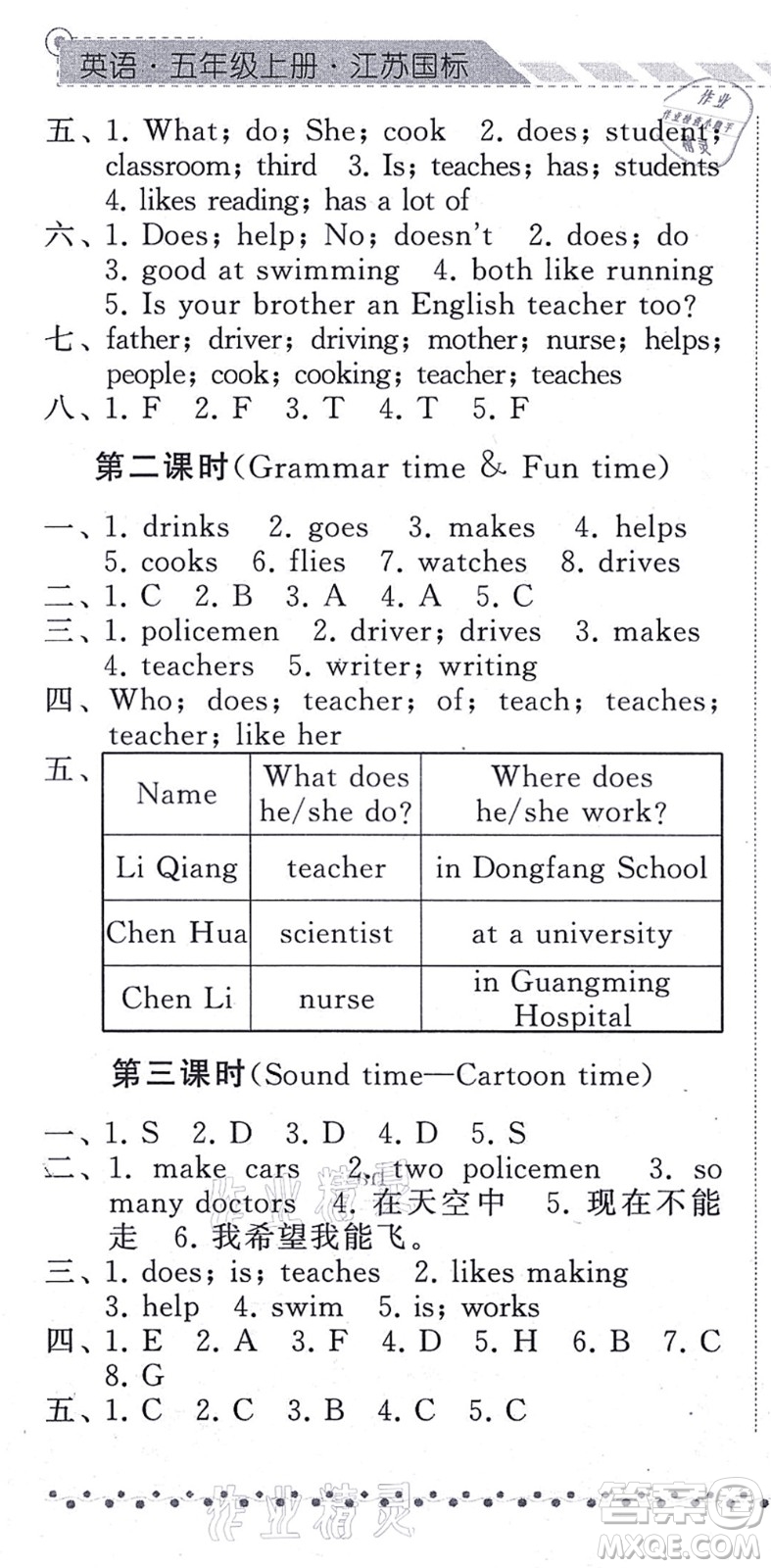 寧夏人民教育出版社2021經(jīng)綸學(xué)典課時(shí)作業(yè)五年級(jí)英語(yǔ)上冊(cè)江蘇國(guó)標(biāo)版答案