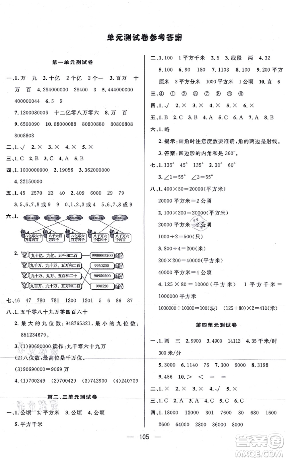 安徽人民出版社2021簡(jiǎn)易通小學(xué)同步導(dǎo)學(xué)練四年級(jí)數(shù)學(xué)上冊(cè)RJ人教版答案