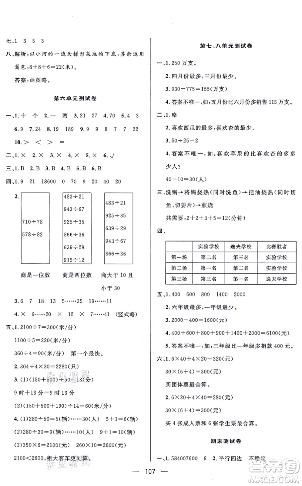 安徽人民出版社2021簡(jiǎn)易通小學(xué)同步導(dǎo)學(xué)練四年級(jí)數(shù)學(xué)上冊(cè)RJ人教版答案