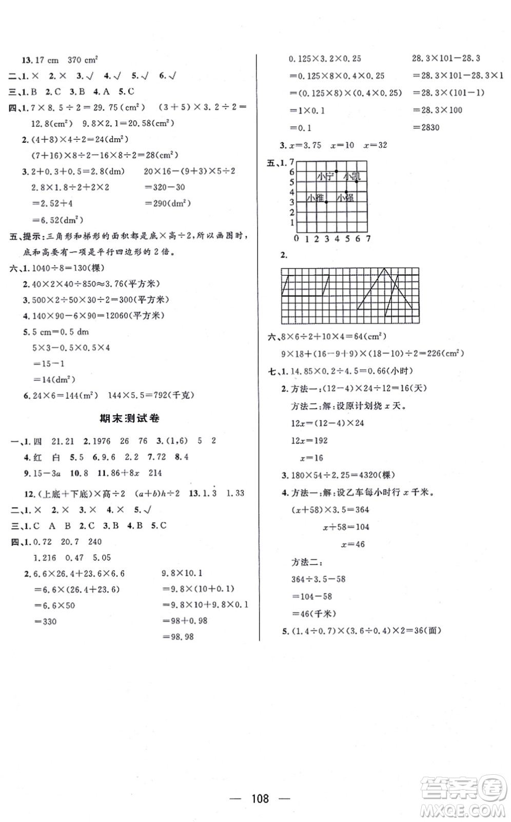 安徽人民出版社2021簡易通小學(xué)同步導(dǎo)學(xué)練五年級數(shù)學(xué)上冊RJ人教版答案