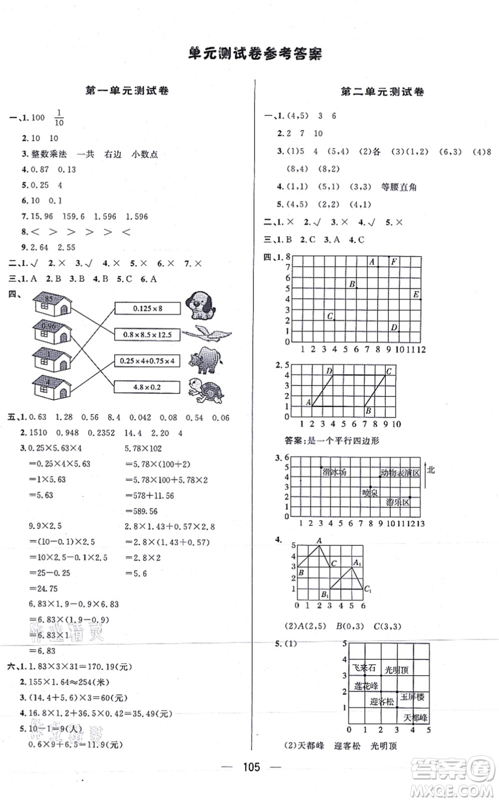 安徽人民出版社2021簡易通小學(xué)同步導(dǎo)學(xué)練五年級數(shù)學(xué)上冊RJ人教版答案