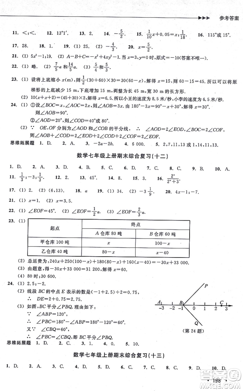 浙江教育出版社2021分層課課練七年級數(shù)學(xué)上冊ZH浙教版答案