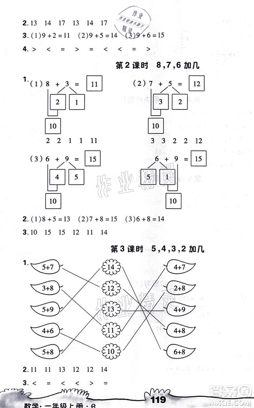 海南出版社2021千里馬隨堂小練10分鐘一年級數(shù)學上冊R人教版答案