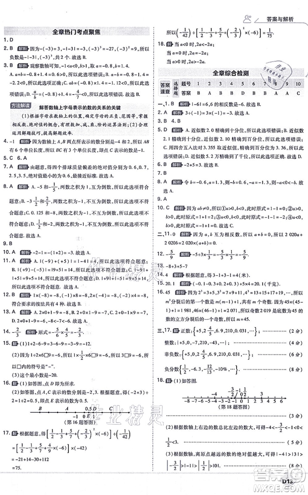 開(kāi)明出版社2021少年班七年級(jí)數(shù)學(xué)上冊(cè)RJ人教版答案