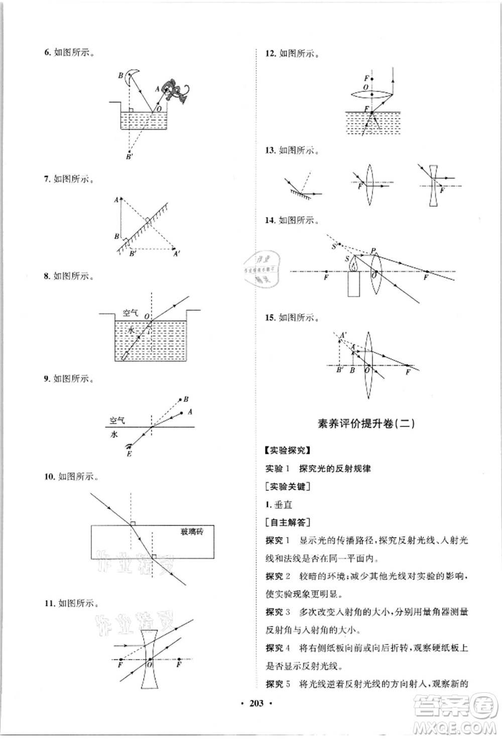 山東教育出版社2021初中同步練習冊分層卷八年級物理滬科版參考答案