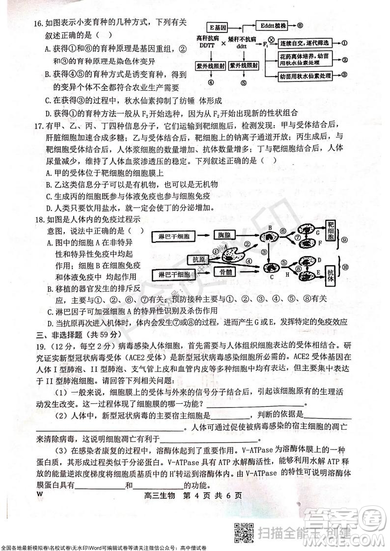 2022屆河北金太陽高三12月聯(lián)考生物試題及答案