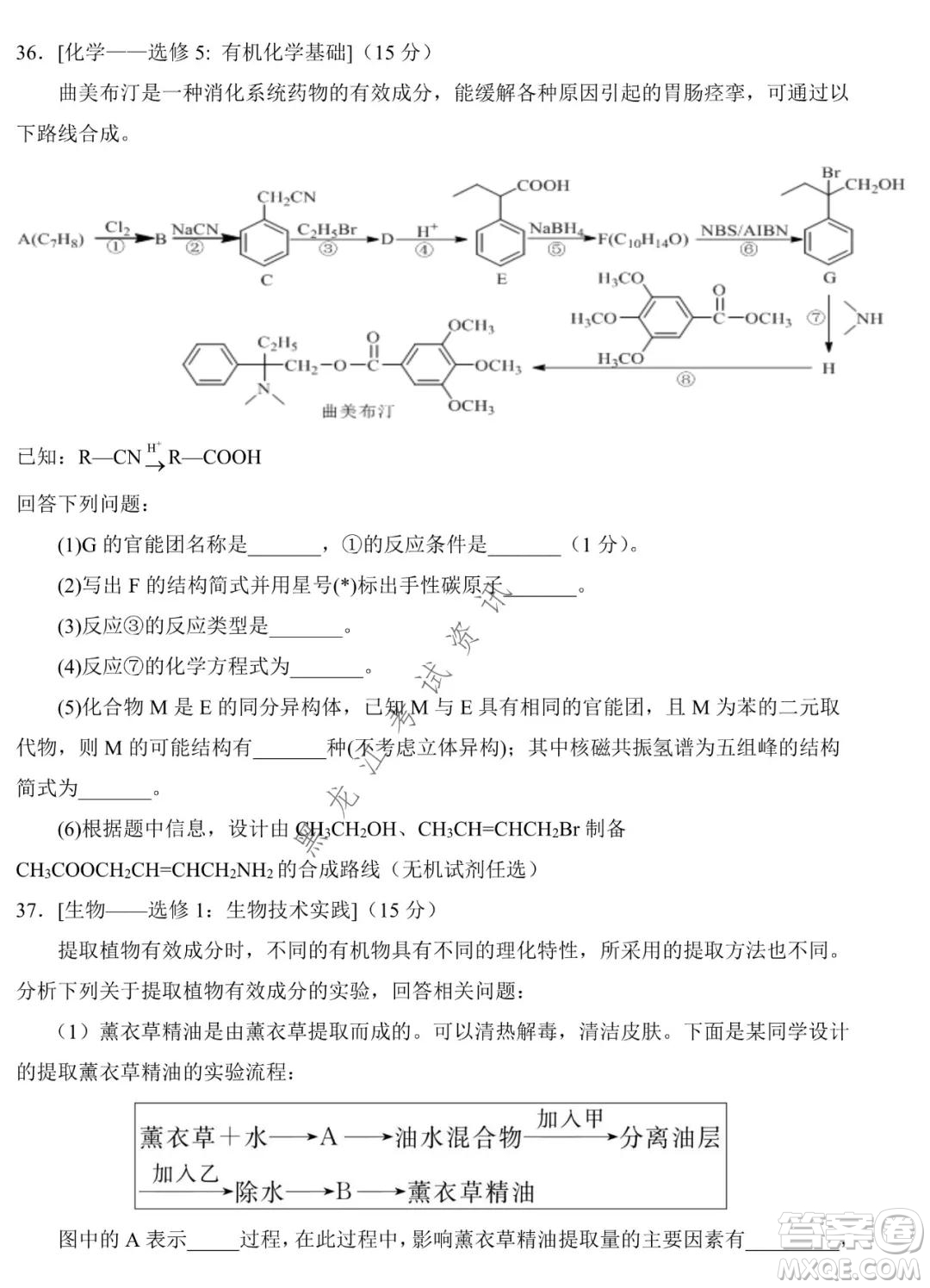 銀川一中2022屆高三年級第四次月考理科綜合試題及答案