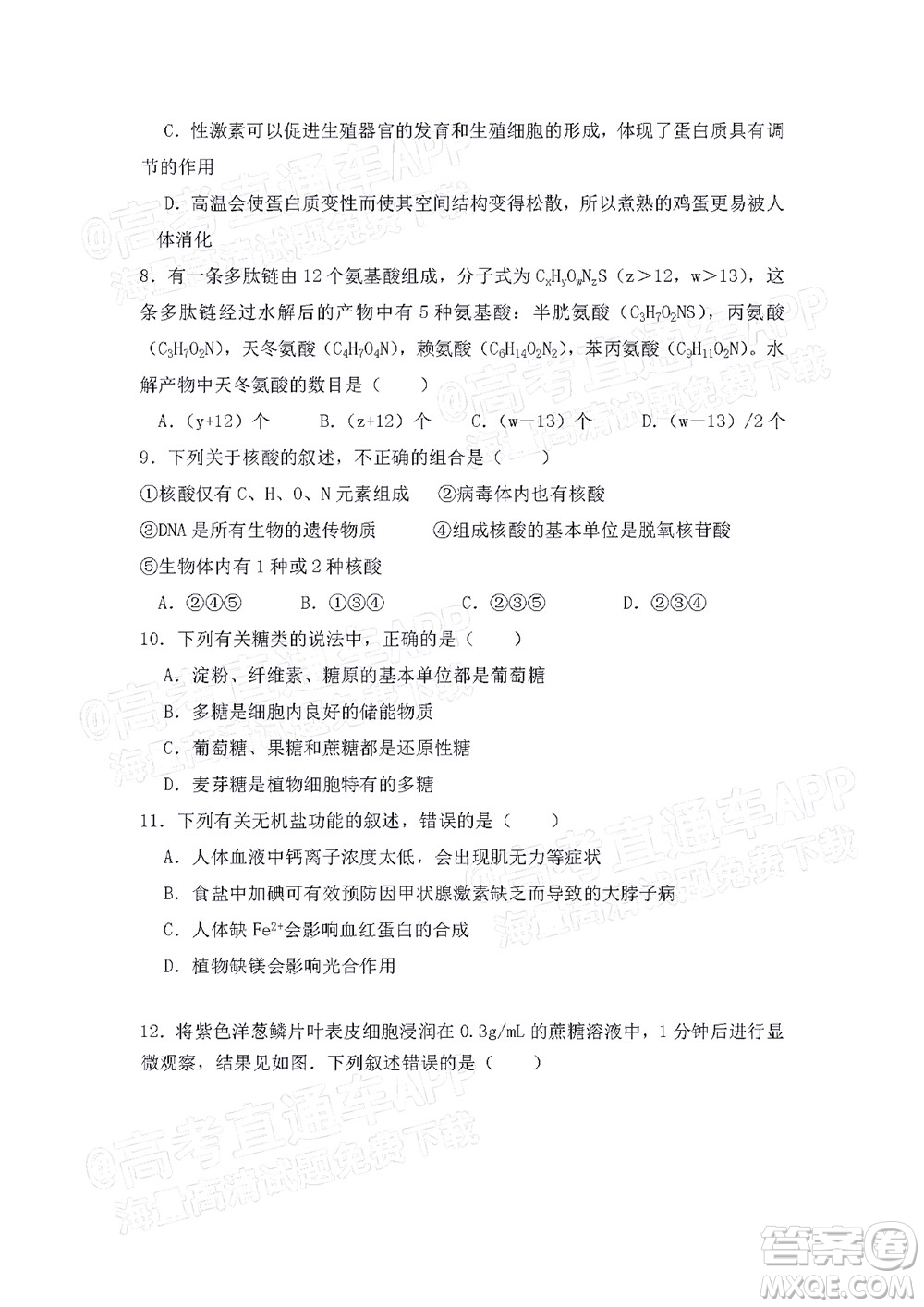 江西省九校2022屆高三上學(xué)期期中聯(lián)考生物試題及答案