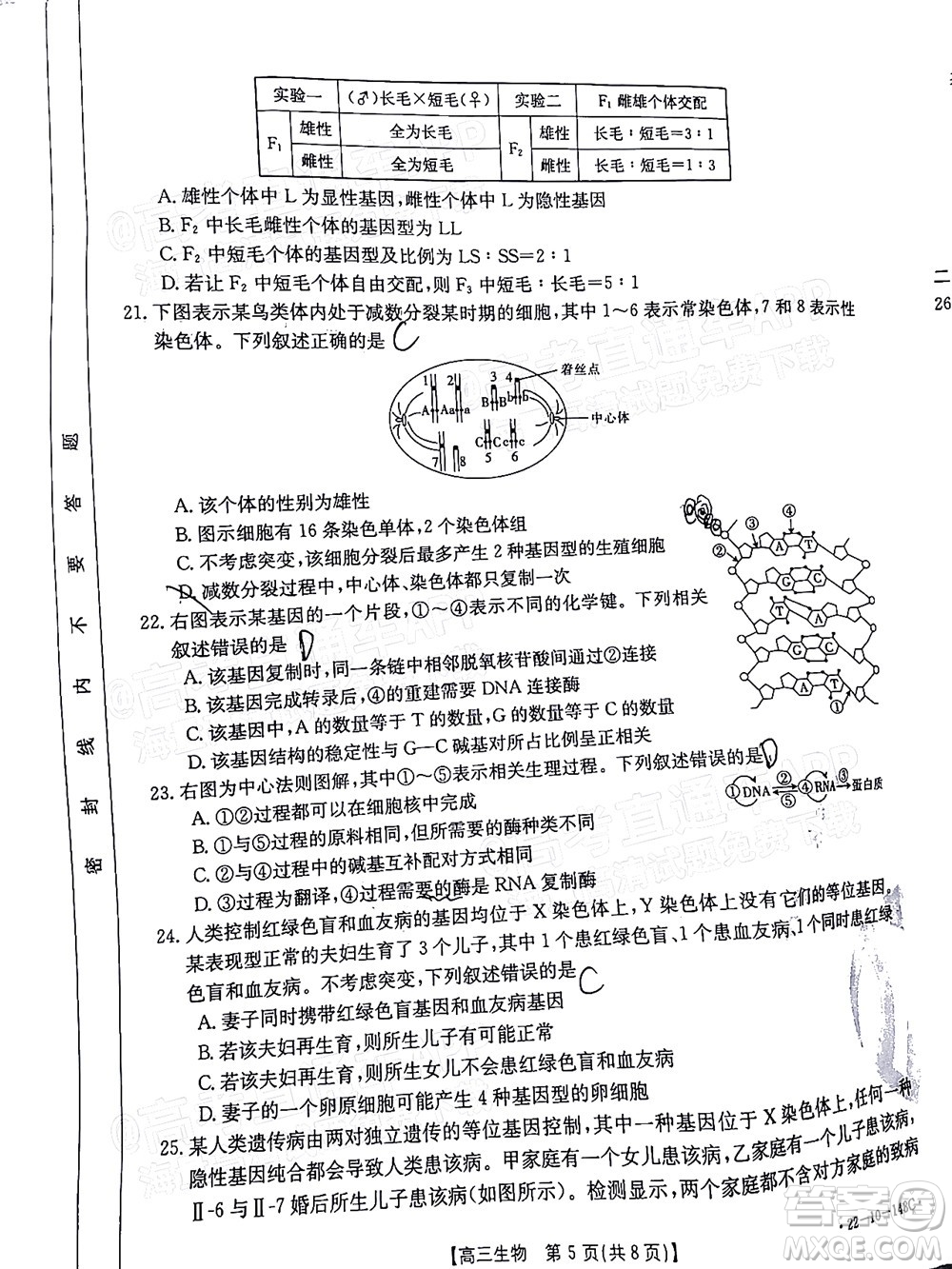 2022屆江西金太陽高三12月聯(lián)考生物試題及答案