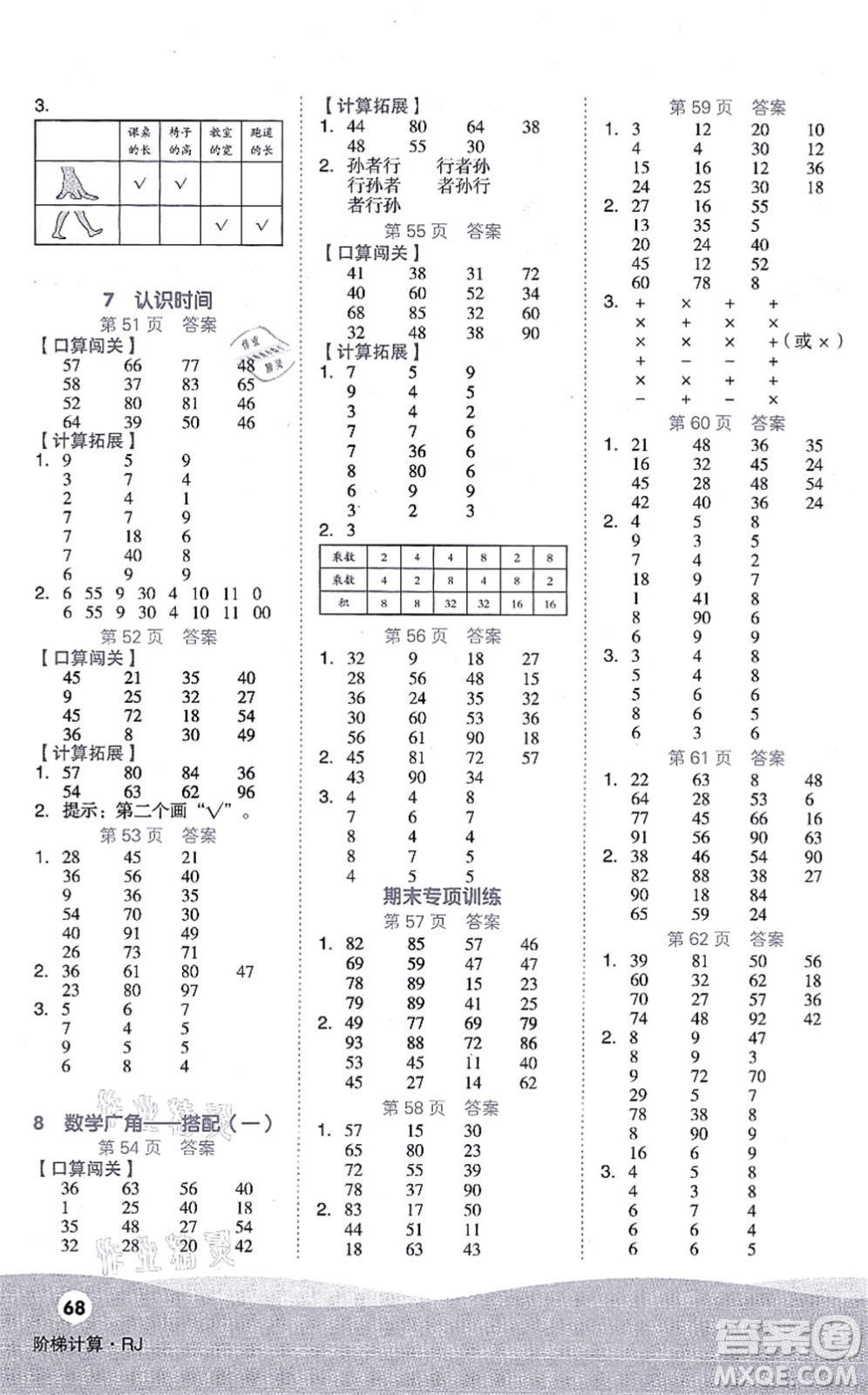 陽光出版社2021階梯計(jì)算二年級(jí)數(shù)學(xué)上冊(cè)RJ人教版答案