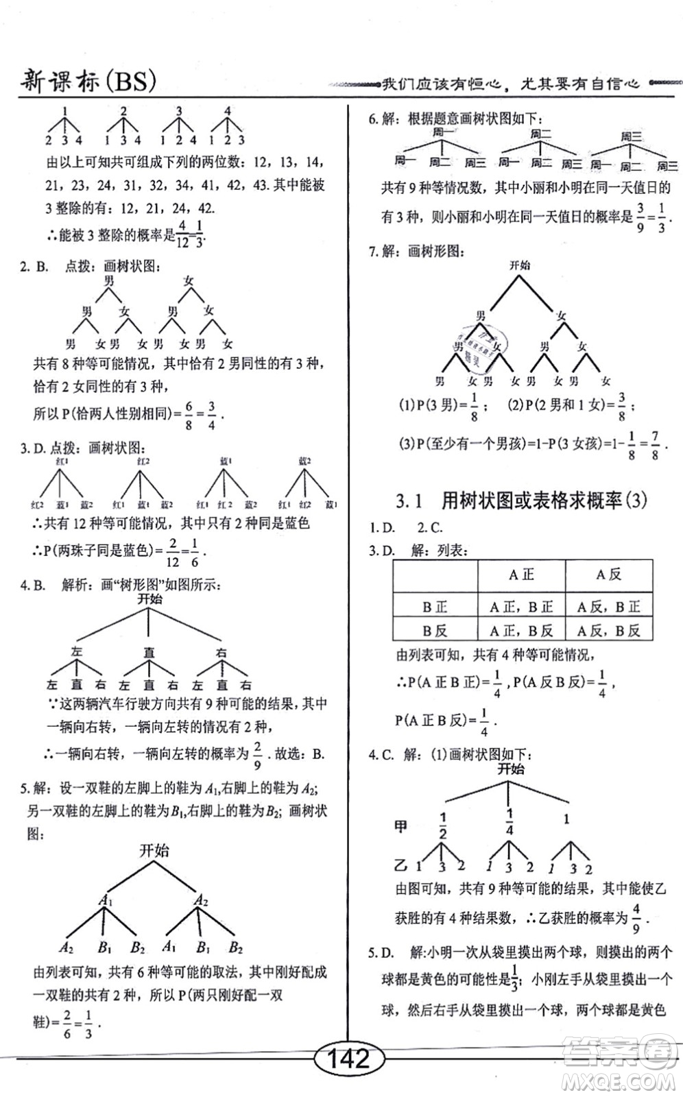 陽光出版社2021學(xué)考2+1隨堂10分鐘平行性測試題九年級數(shù)學(xué)上冊BS北師版答案