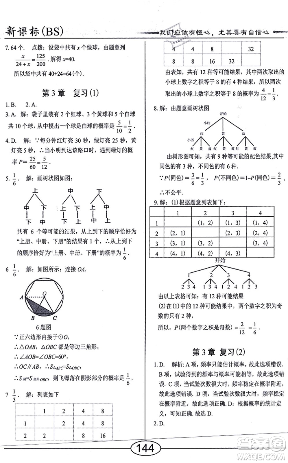 陽光出版社2021學(xué)考2+1隨堂10分鐘平行性測試題九年級數(shù)學(xué)上冊BS北師版答案