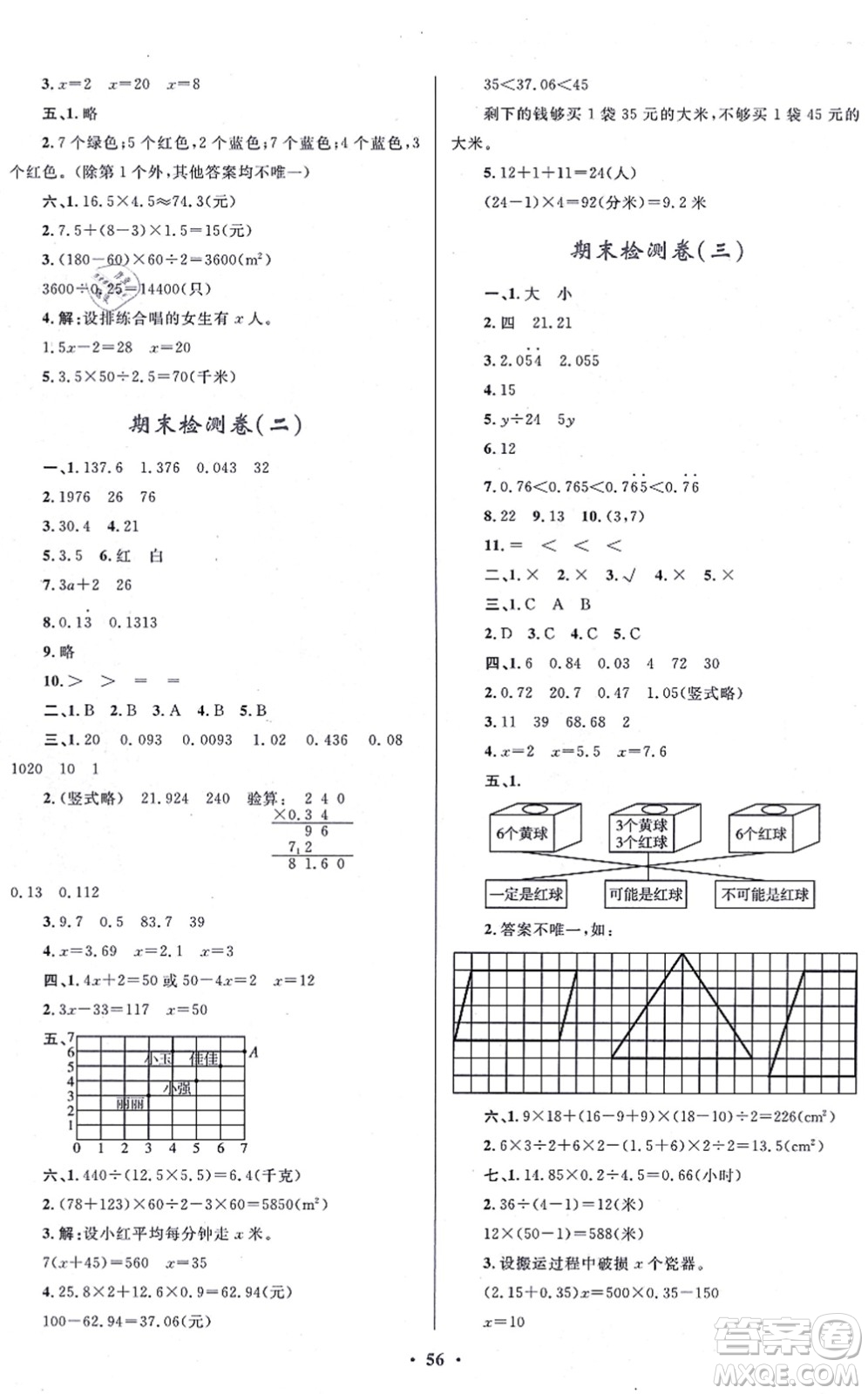 貴州教育出版社2021家庭作業(yè)五年級(jí)數(shù)學(xué)上冊(cè)人教版答案