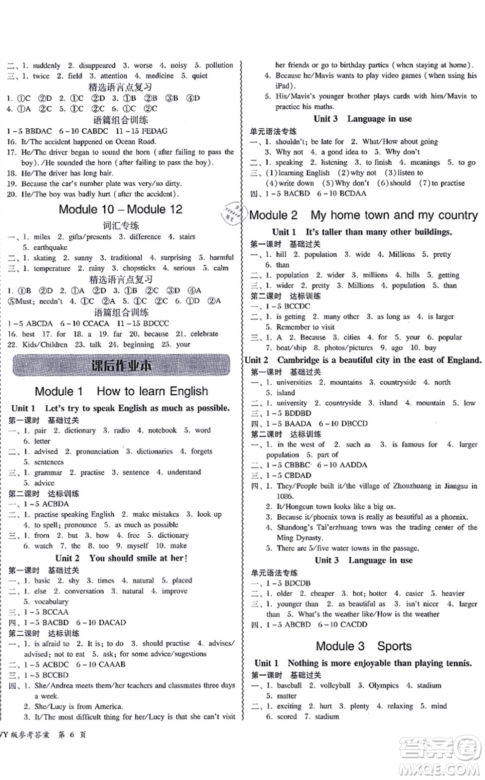 電子科技大學(xué)出版社2021零障礙導(dǎo)教導(dǎo)學(xué)案八年級(jí)英語(yǔ)上冊(cè)WYYY外研版答案