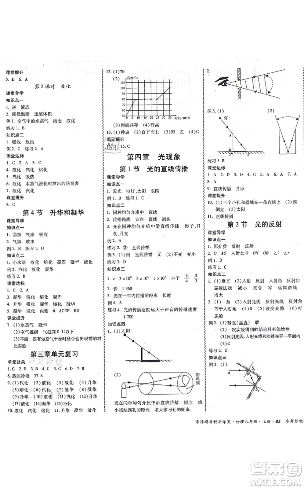 電子科技大學(xué)出版社2021零障礙導(dǎo)教導(dǎo)學(xué)案八年級(jí)物理上冊(cè)RJWL人教版答案