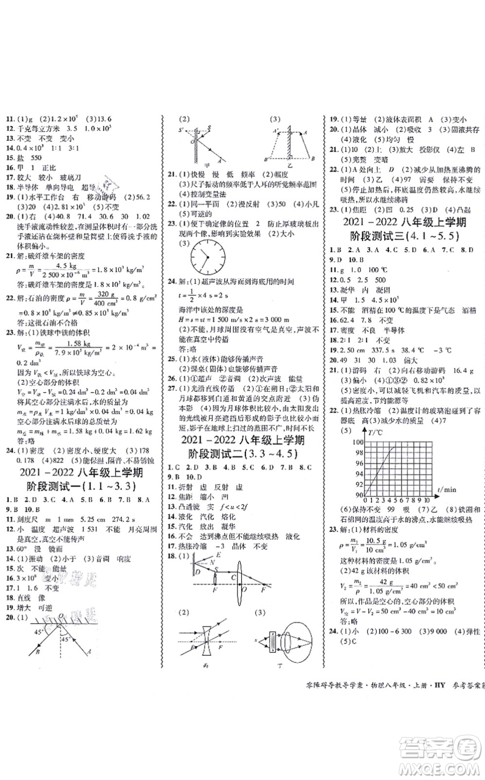 華南理工大學(xué)出版社2021零障礙導(dǎo)教導(dǎo)學(xué)案八年級(jí)物理上冊HYWL滬粵版答案