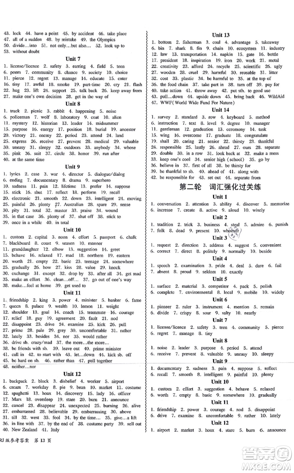 電子科技大學出版社2021零障礙導教導學案九年級英語全一冊RJYY人教版答案