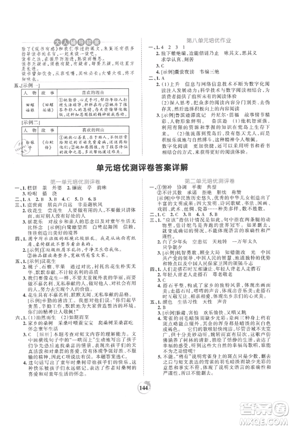 江西人民出版社2021王朝霞德才兼?zhèn)渥鳂I(yè)創(chuàng)新設(shè)計(jì)五年級(jí)語(yǔ)文上冊(cè)人教版參考答案