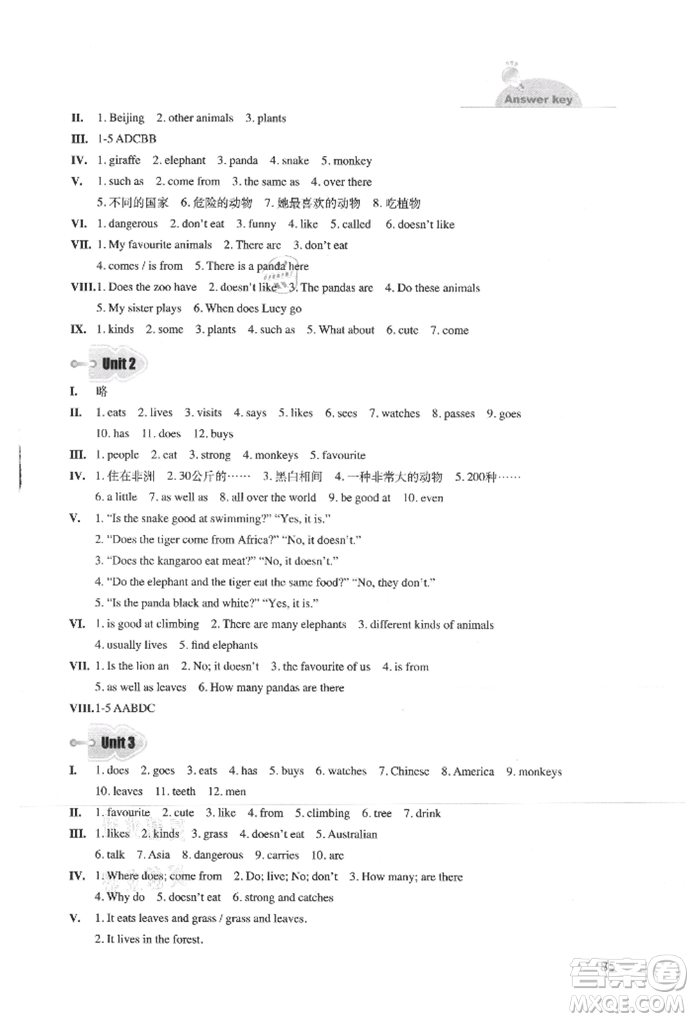 外語教學(xué)與研究出版社2021初中英語同步練習(xí)冊(cè)七年級(jí)上冊(cè)外研版參考答案