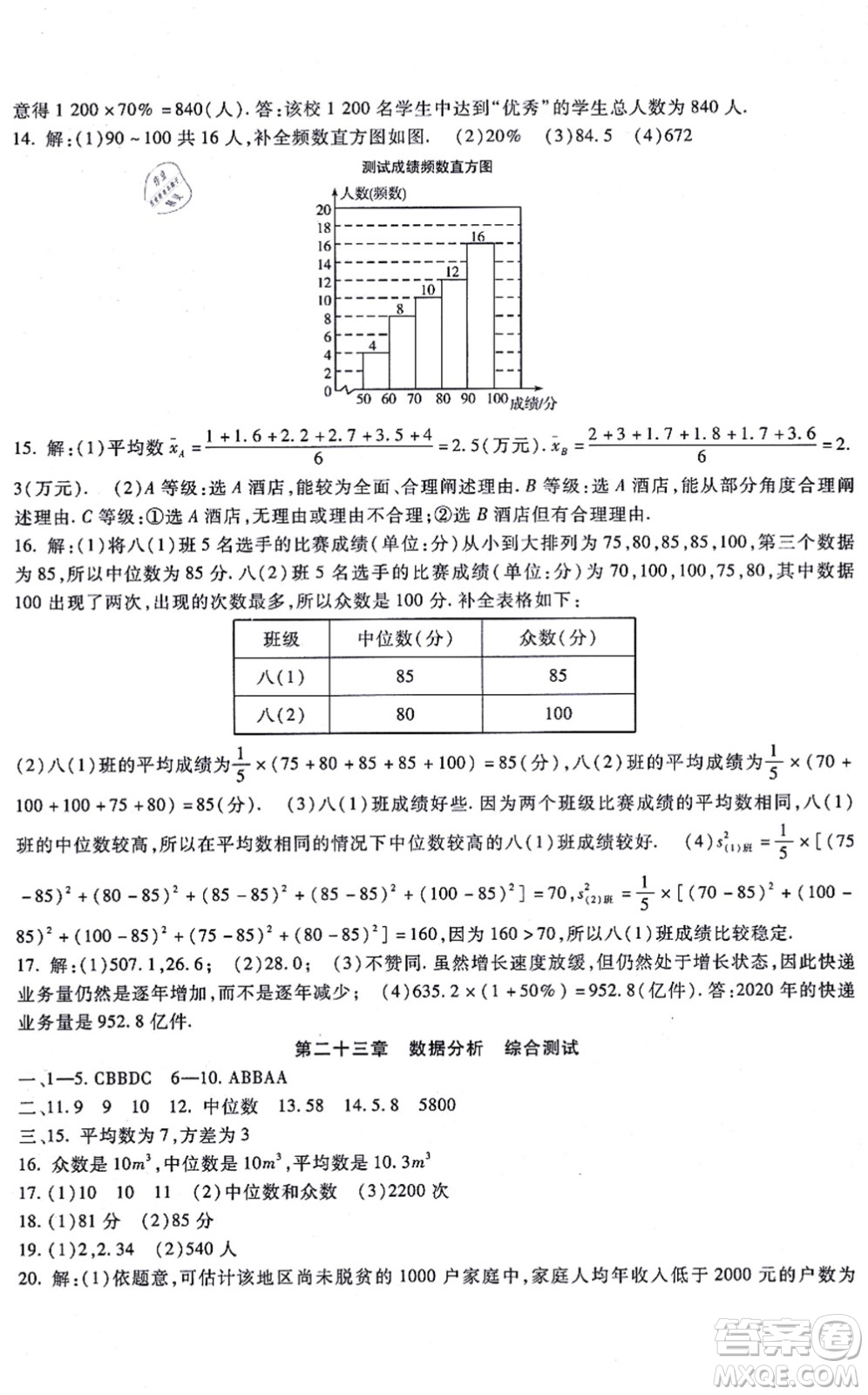 吉林教育出版社2021海淀金卷九年級(jí)數(shù)學(xué)全一冊(cè)JJ冀教版答案