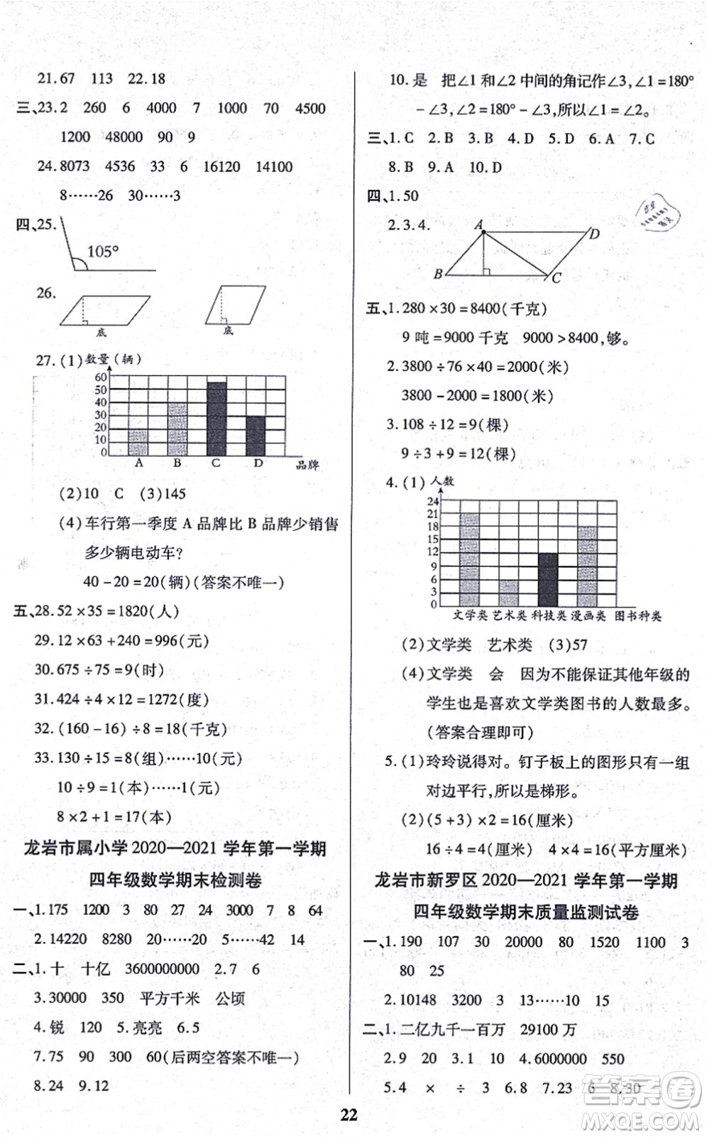 沈陽出版社2021培優(yōu)三好生課時(shí)作業(yè)四年級(jí)數(shù)學(xué)上冊(cè)A人教版福建專版答案