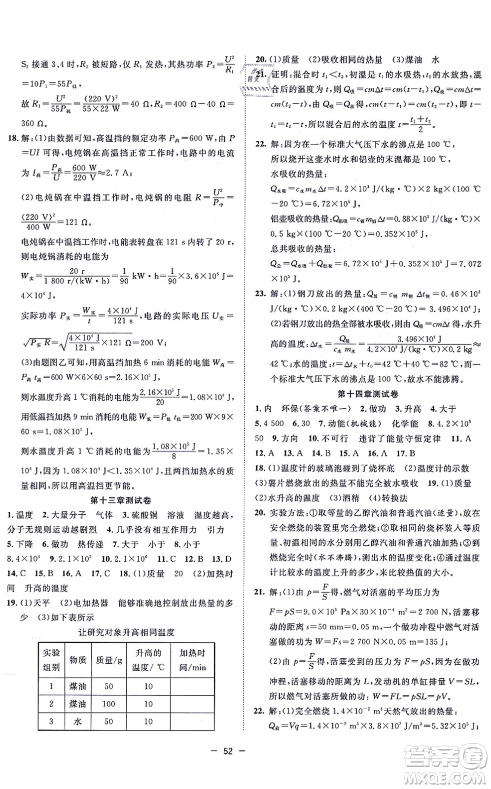 合肥工業(yè)大學出版社2021全頻道課時作業(yè)九年級物理上冊RJ人教版答案