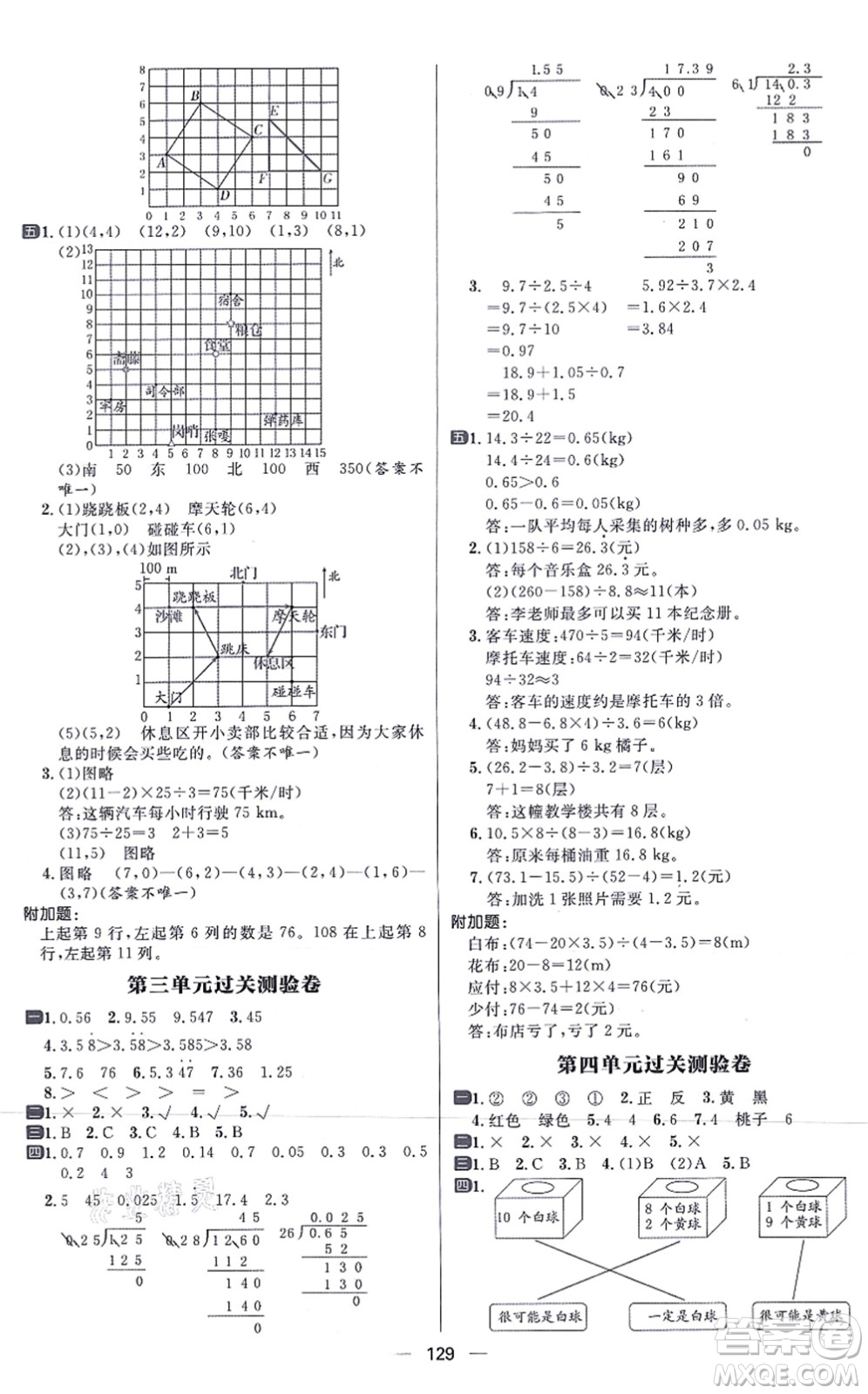 南方出版社2021練出好成績五年級數(shù)學(xué)上冊RJ人教版答案