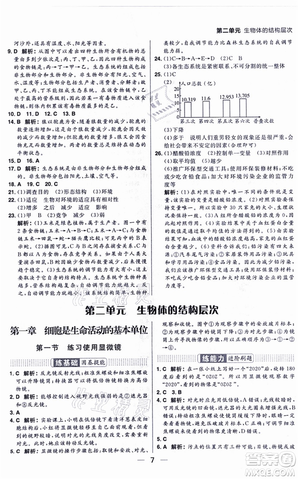 南方出版社2021練出好成績(jī)七年級(jí)生物上冊(cè)RJ人教版答案