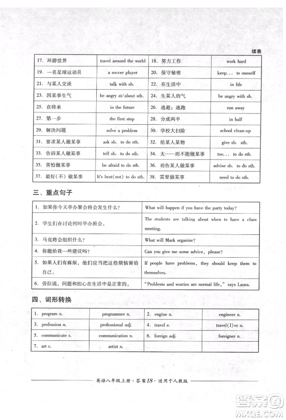 四川教育出版社2021單元測評八年級英語上冊人教版參考答案