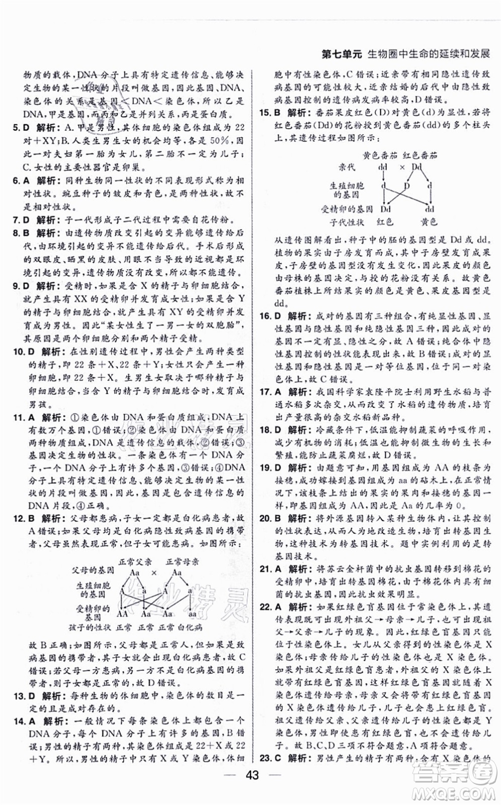 南方出版社2021練出好成績八年級生物上冊RJ人教版答案