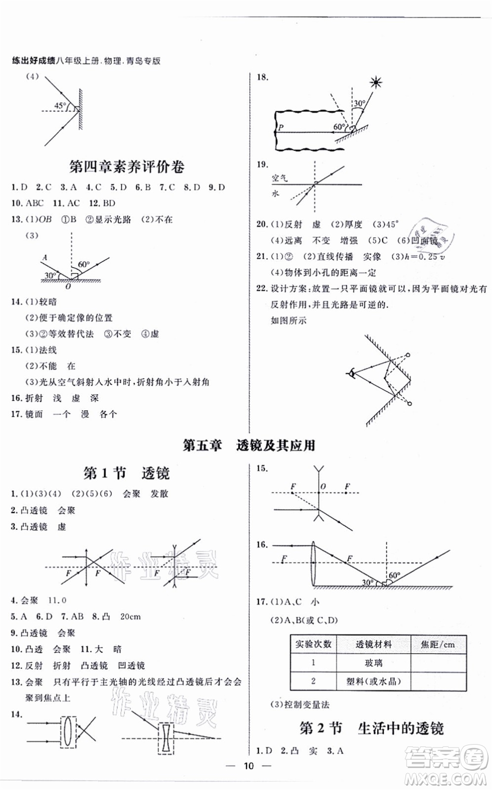 南方出版社2021練出好成績八年級物理上冊人教版青島專版答案