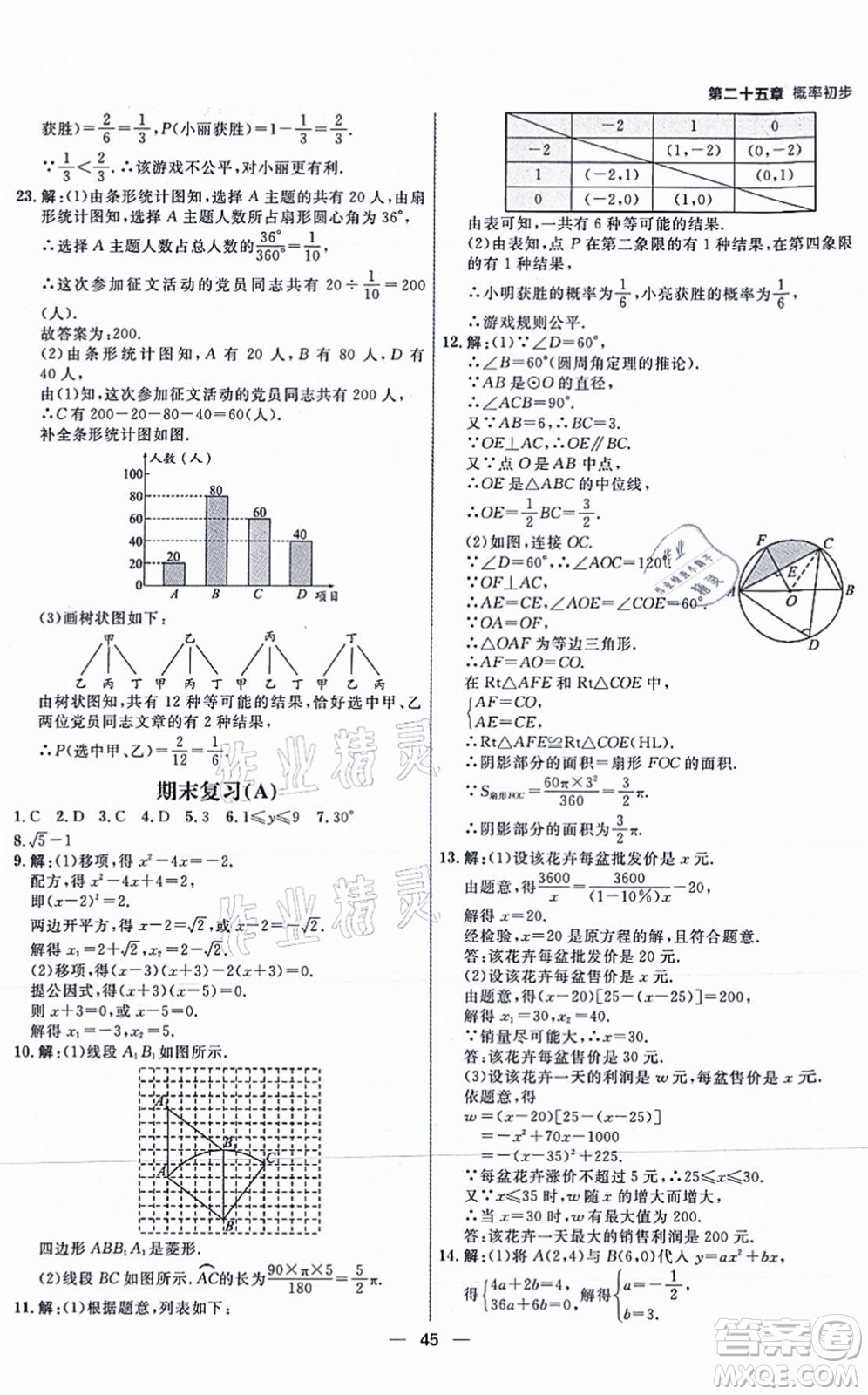 南方出版社2021練出好成績九年級數(shù)學(xué)上冊RJ人教版安徽專版答案