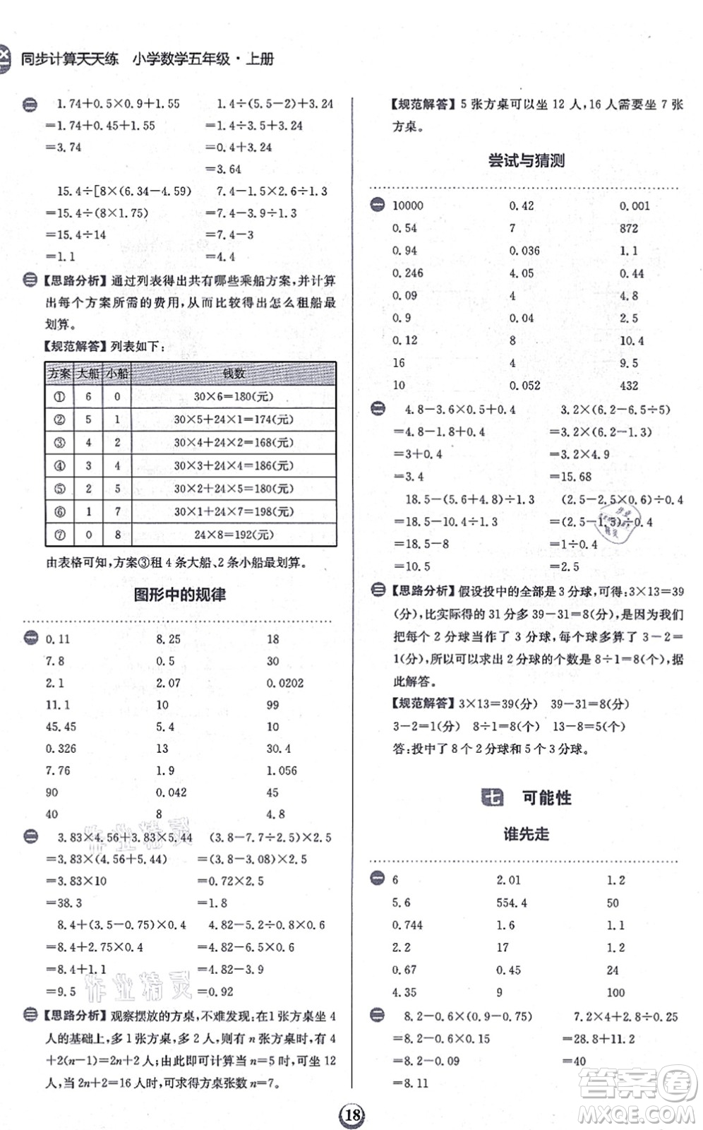 文化發(fā)展出版社2021金牛耳同步計(jì)算天天練五年級數(shù)學(xué)上冊B北師大版答案