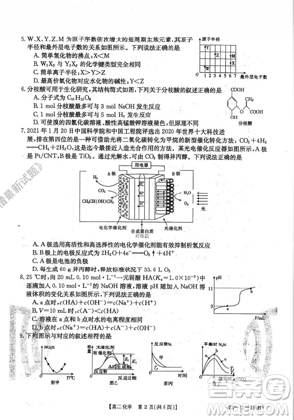 2021年湖南金太陽12月聯(lián)考高二化學(xué)試題及答案