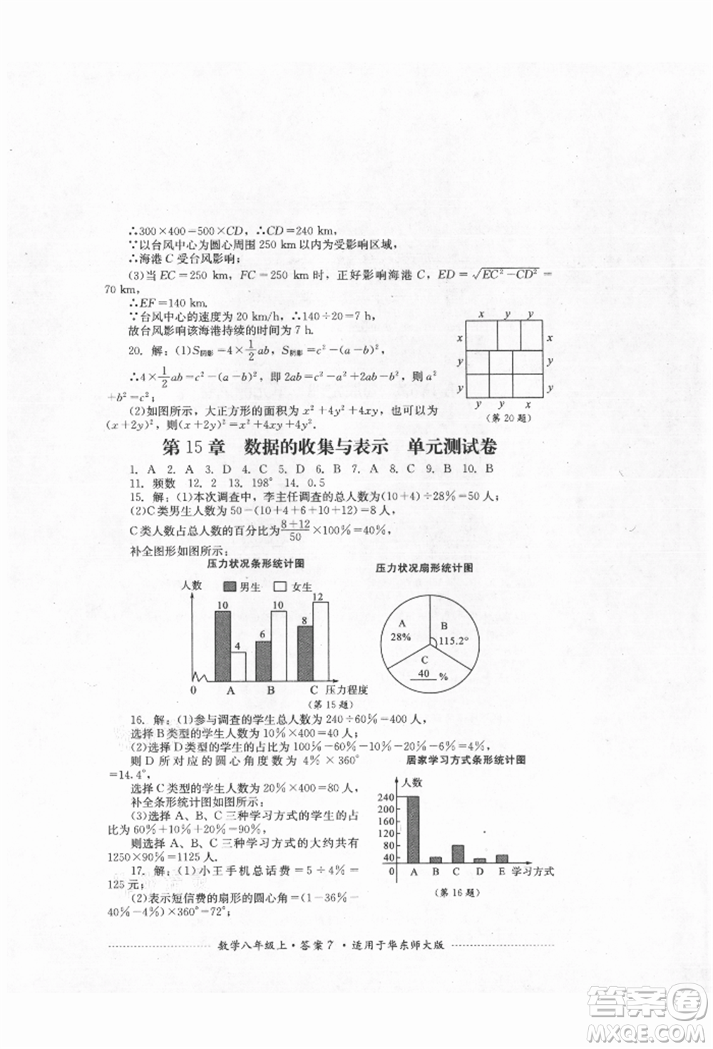 四川教育出版社2021初中單元測試八年級數(shù)學(xué)上冊華師大版參考答案