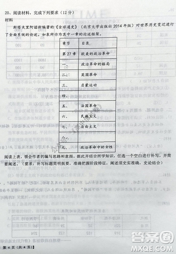 鐵嶺市六校協(xié)作體2021-2022學年度高三四聯(lián)考試歷史試卷及答案