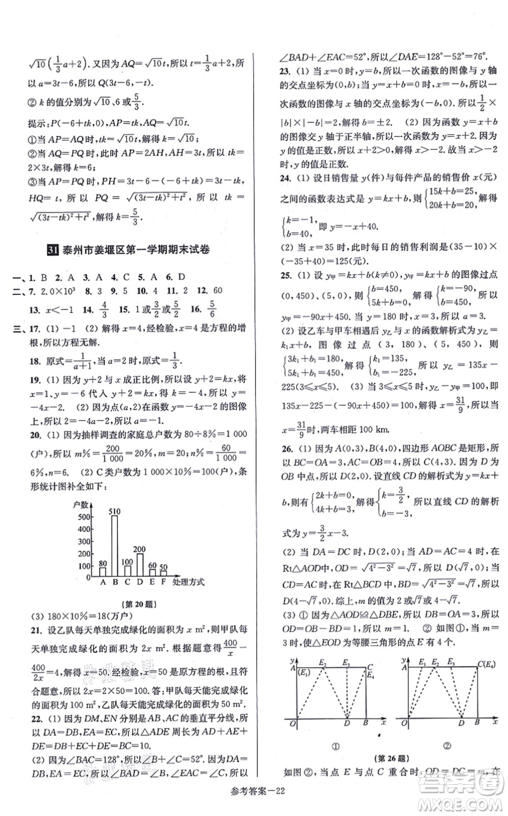 江蘇鳳凰美術出版社2021搶先起跑大試卷八年級數(shù)學上冊新課標江蘇版答案