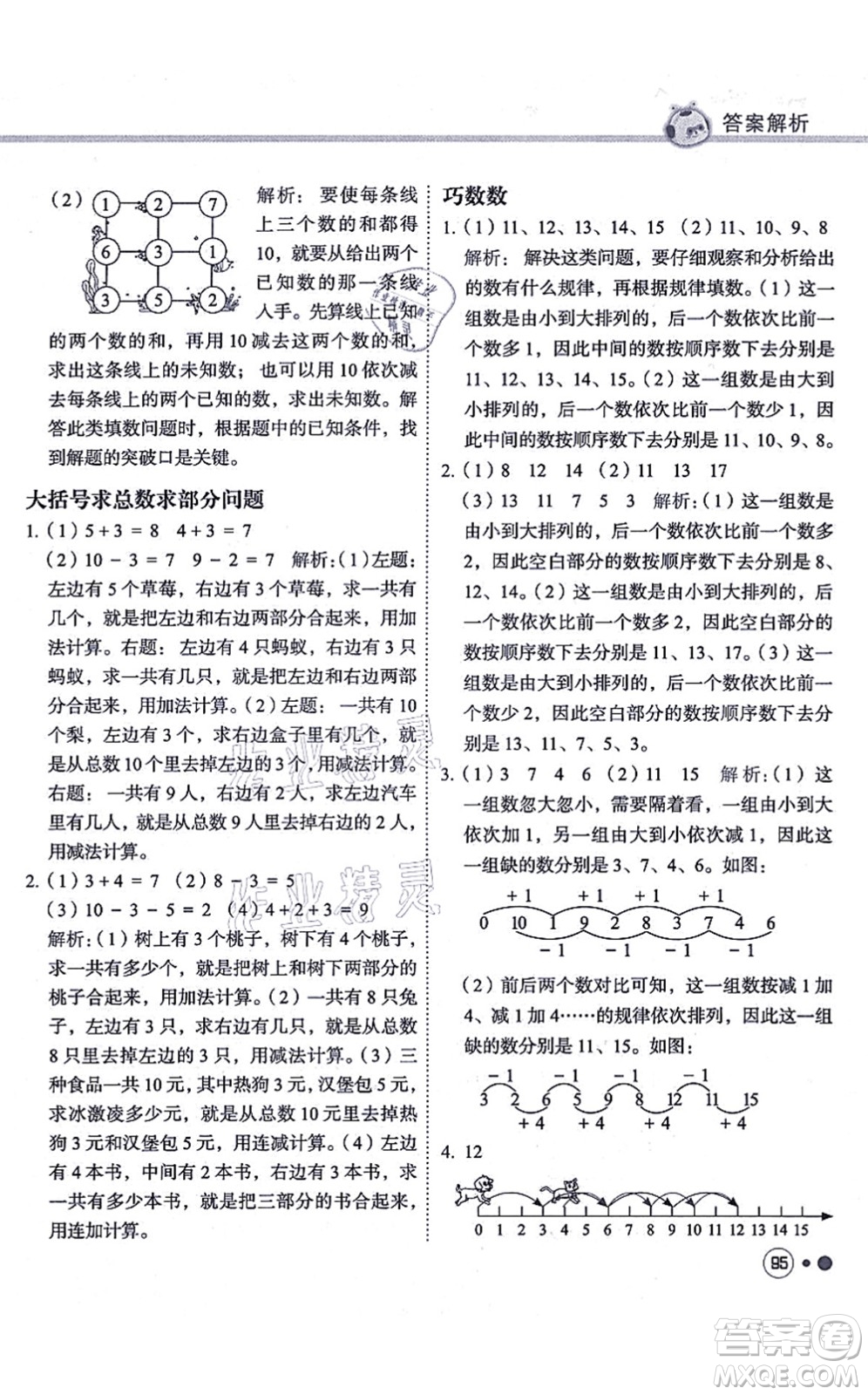 龍門書局2021黃岡小狀元練重點(diǎn)培優(yōu)同步練習(xí)一年級數(shù)學(xué)上冊R人教版答案