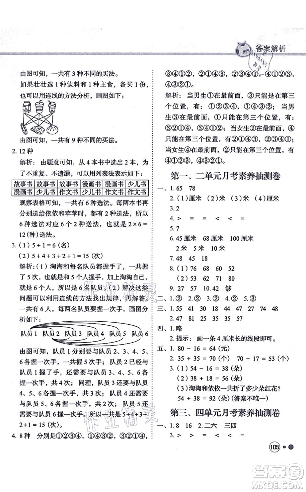 龍門書局2021黃岡小狀元練重點培優(yōu)同步練習二年級數(shù)學上冊R人教版答案