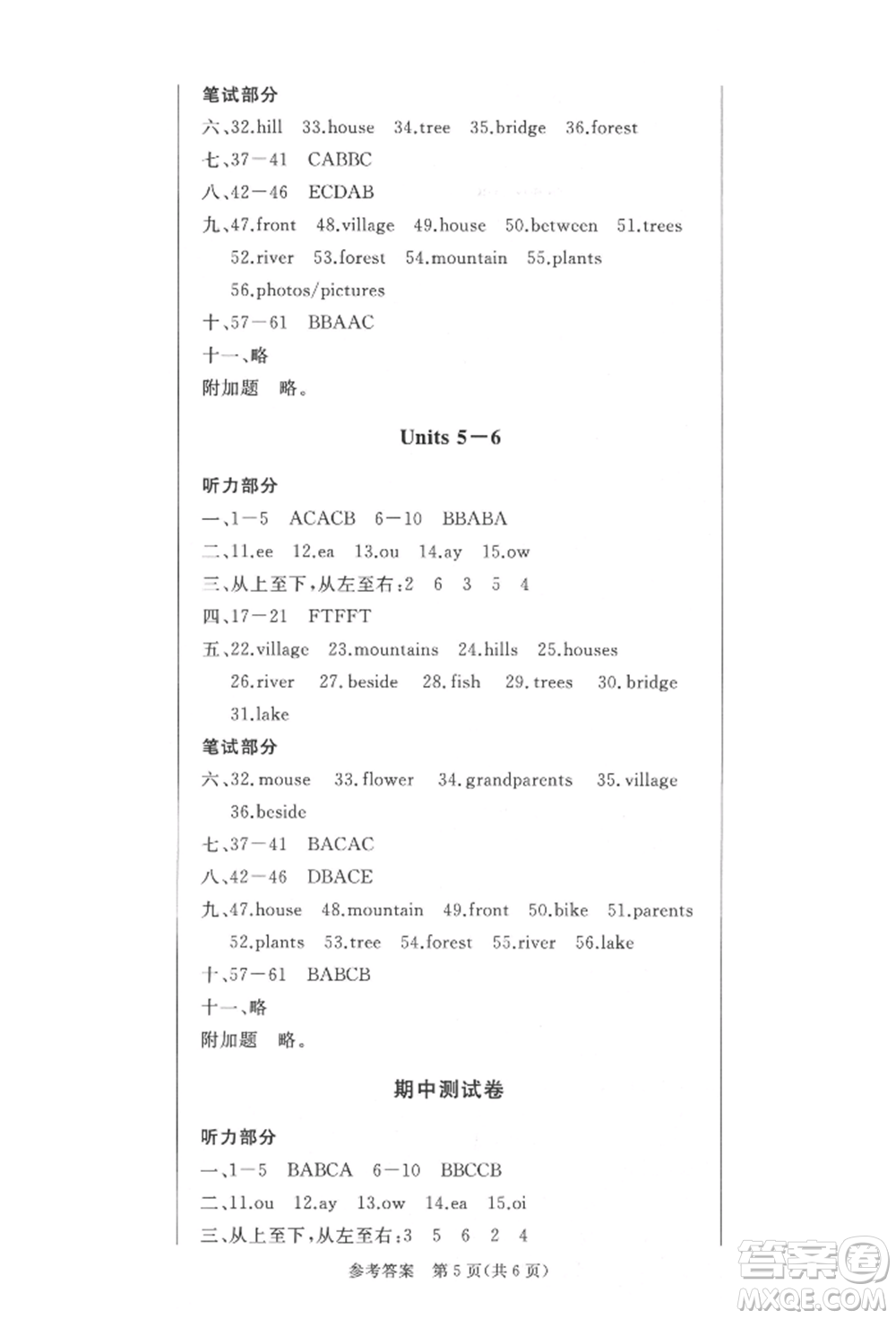 西安出版社2021狀元坊全程突破導(dǎo)練測五年級英語上冊人教版佛山專版參考答案